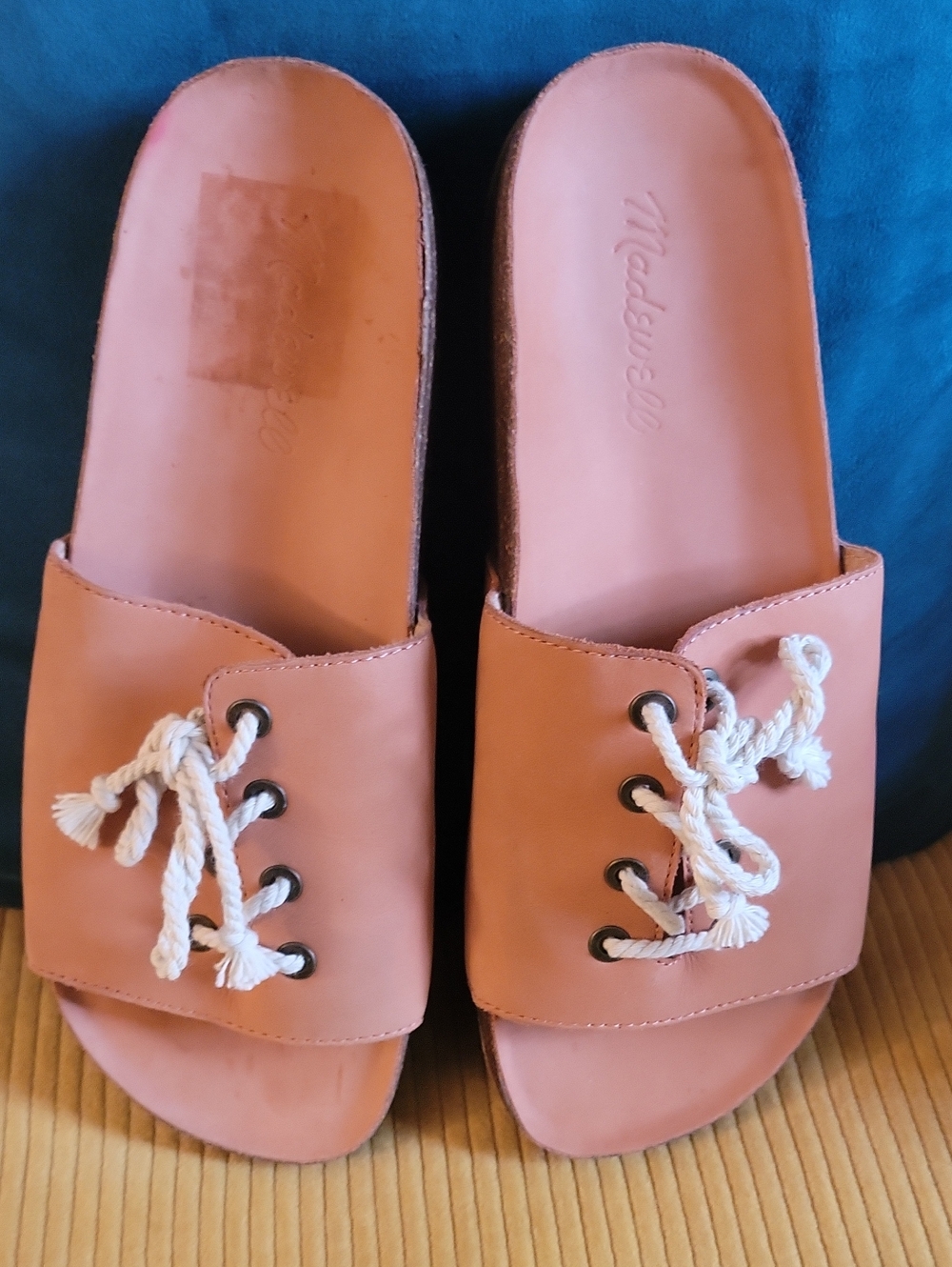 Madewell Salmon Pink Rope-Lace Slide Mules